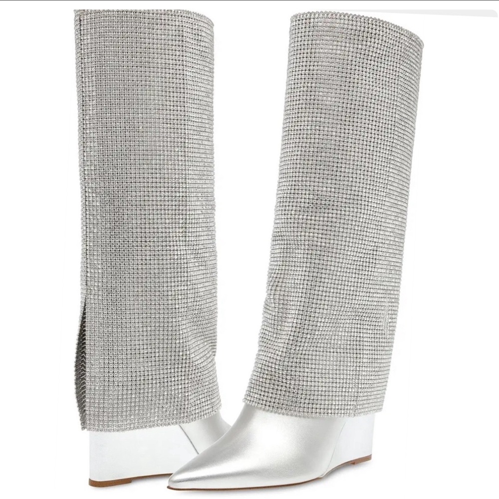 Steve Madden Riski Rhinestone Boots-Silver - Picture 5 of 16